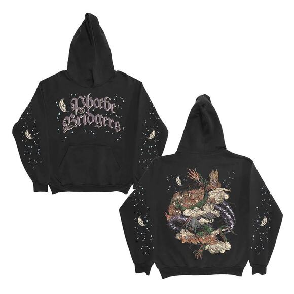 Phoebe Bridgers Dragon Pullover Hoodie Authentic 2XL Black Stars Moon Sweatshirt - Picture 1 of 16